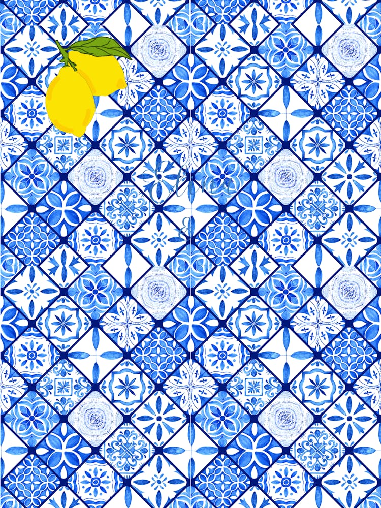 Blue And White Tile Pattern