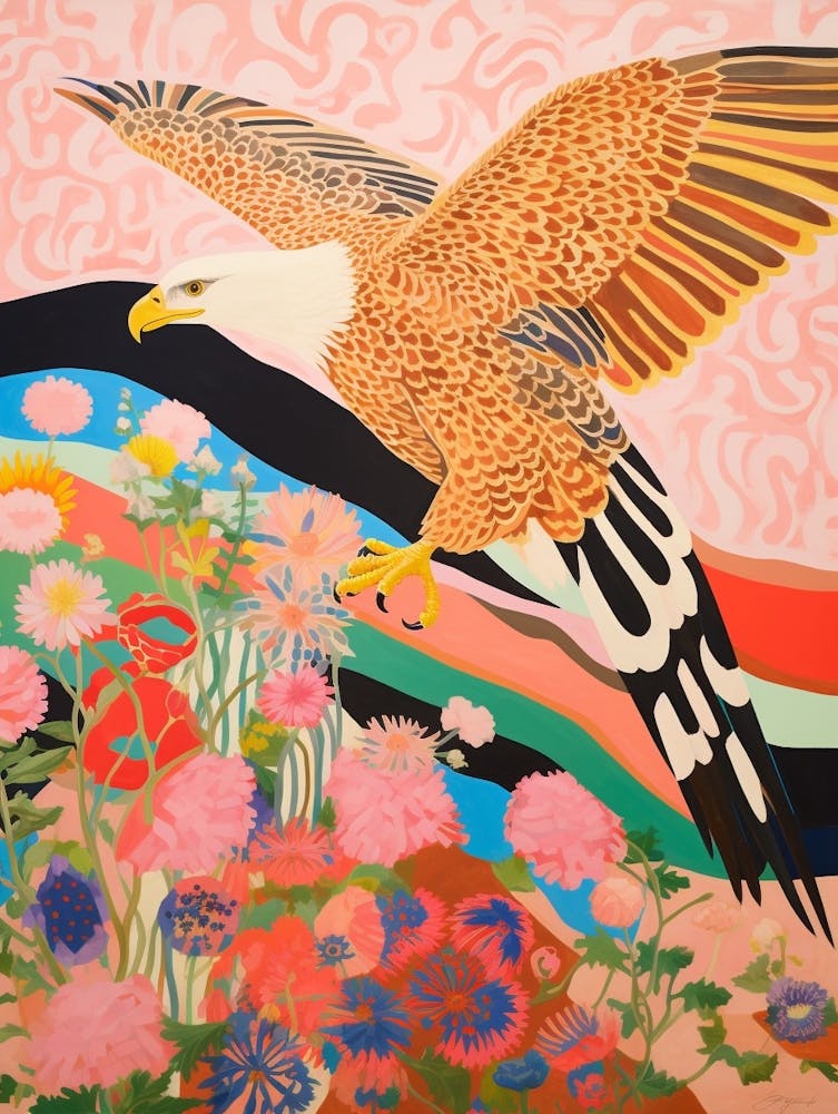 Maximalist Bird Painting Bald Eagle 1