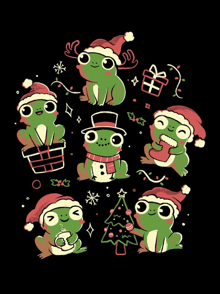 Jolly Frogs - Funny Cute Adorable Christmas Frog Holiday Gift 1