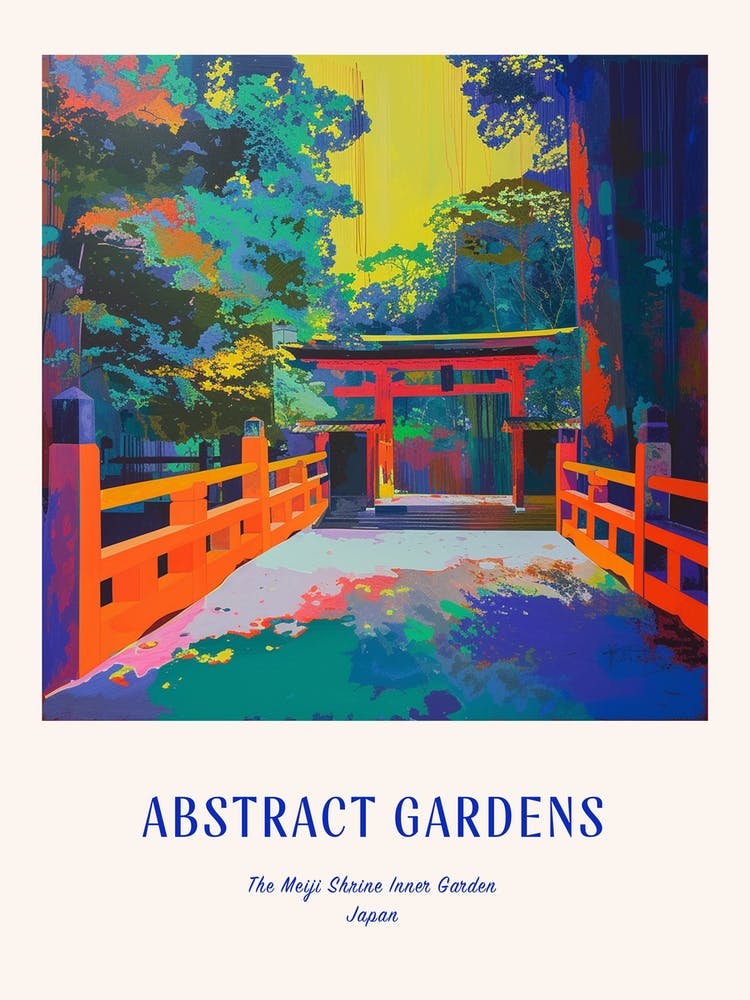 Colourful Gardens The Meiji Shrine Inner Garden Japan 2 Blue Poster