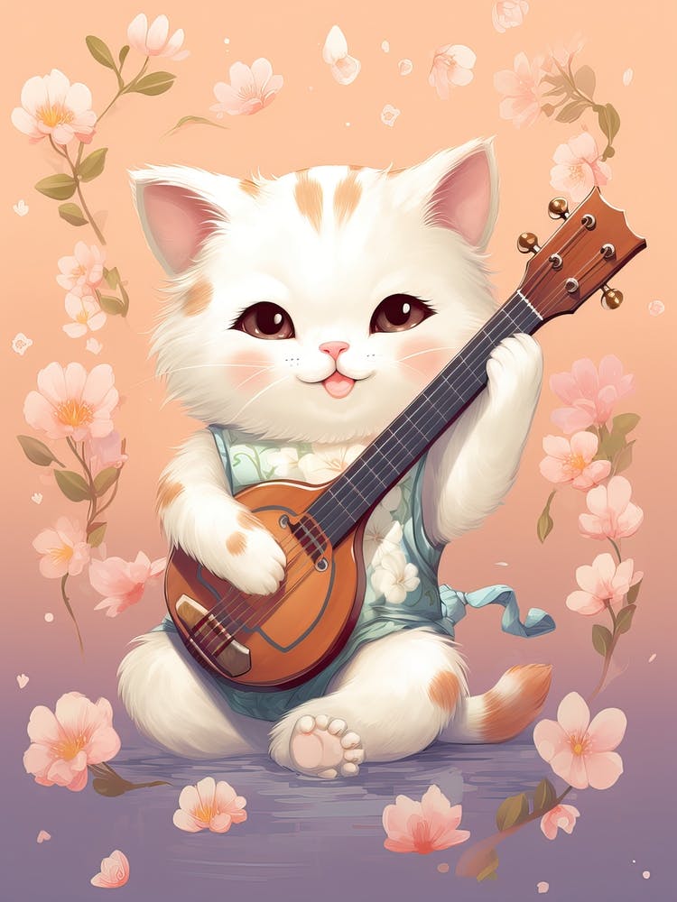 Kawaii Cat Drawings Playing Music 2