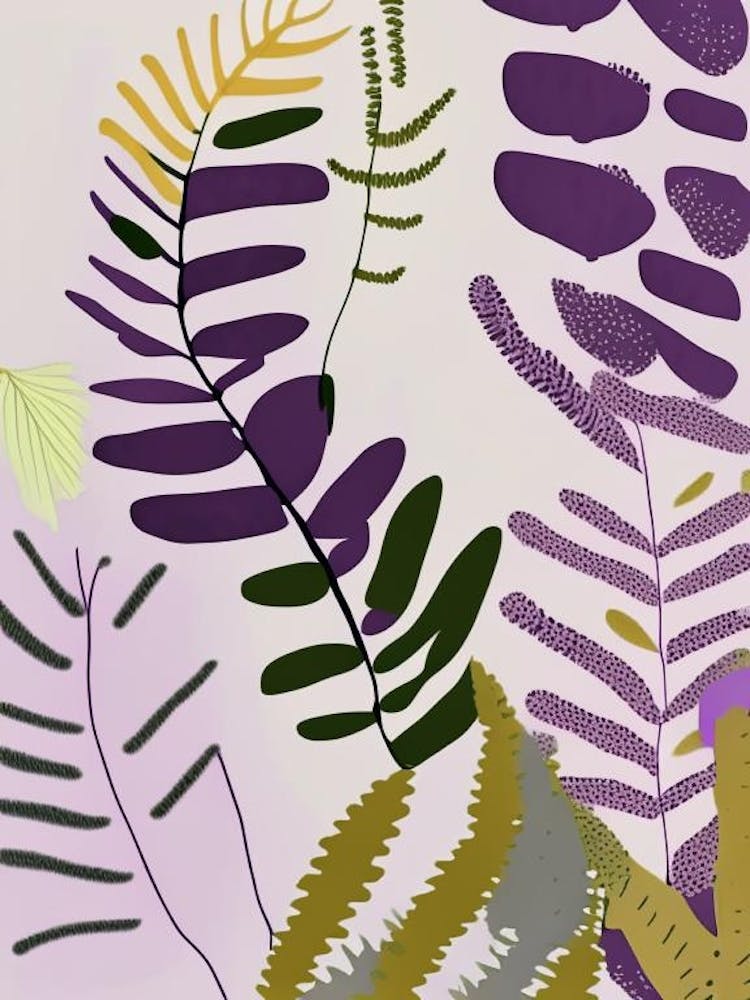 Grape Fern Wildflower Modern Muted Colours 2