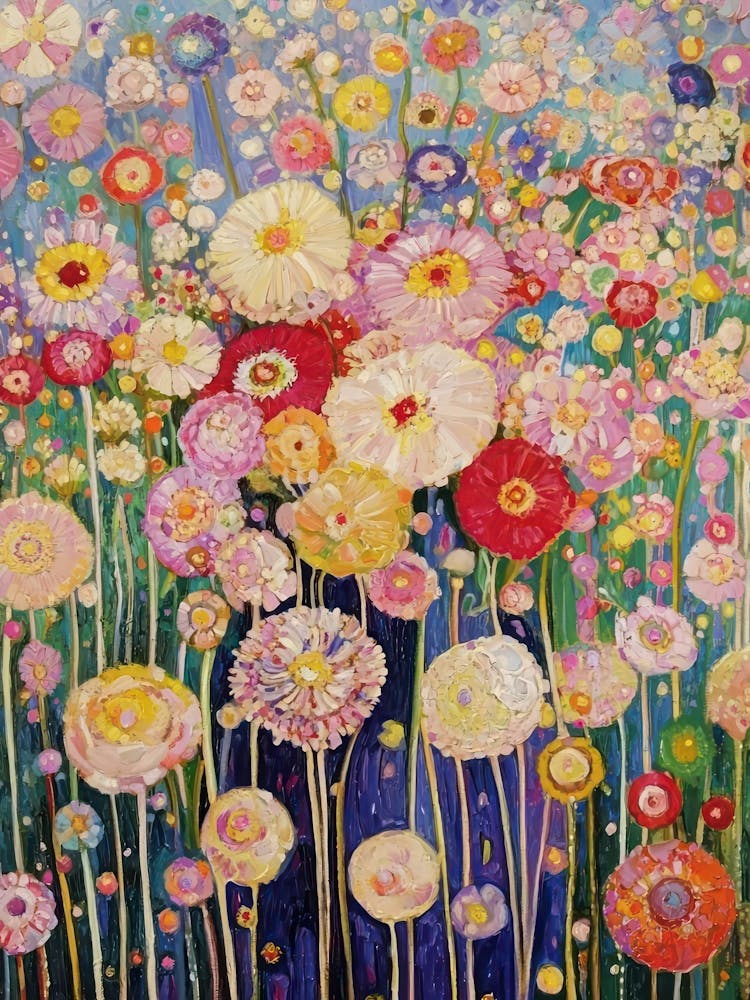 Gustav Klimt Print Flower Garden Painting Klimt Exhibition Poster Painting Wildflowers Full