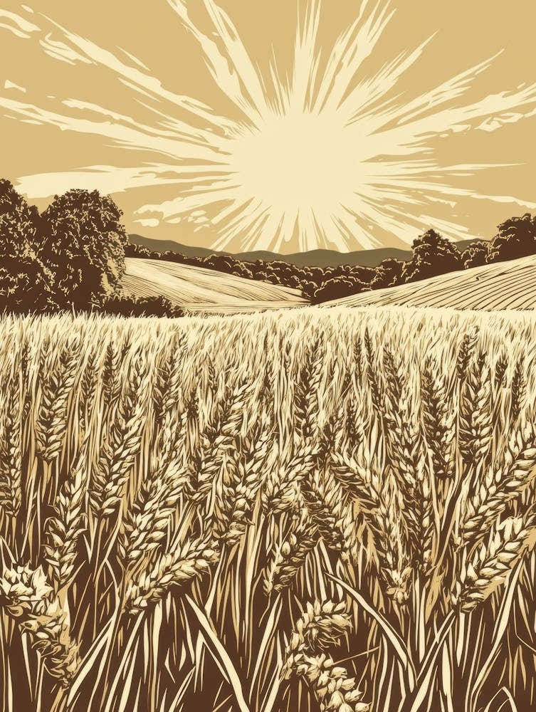 Wheat Field With Sun