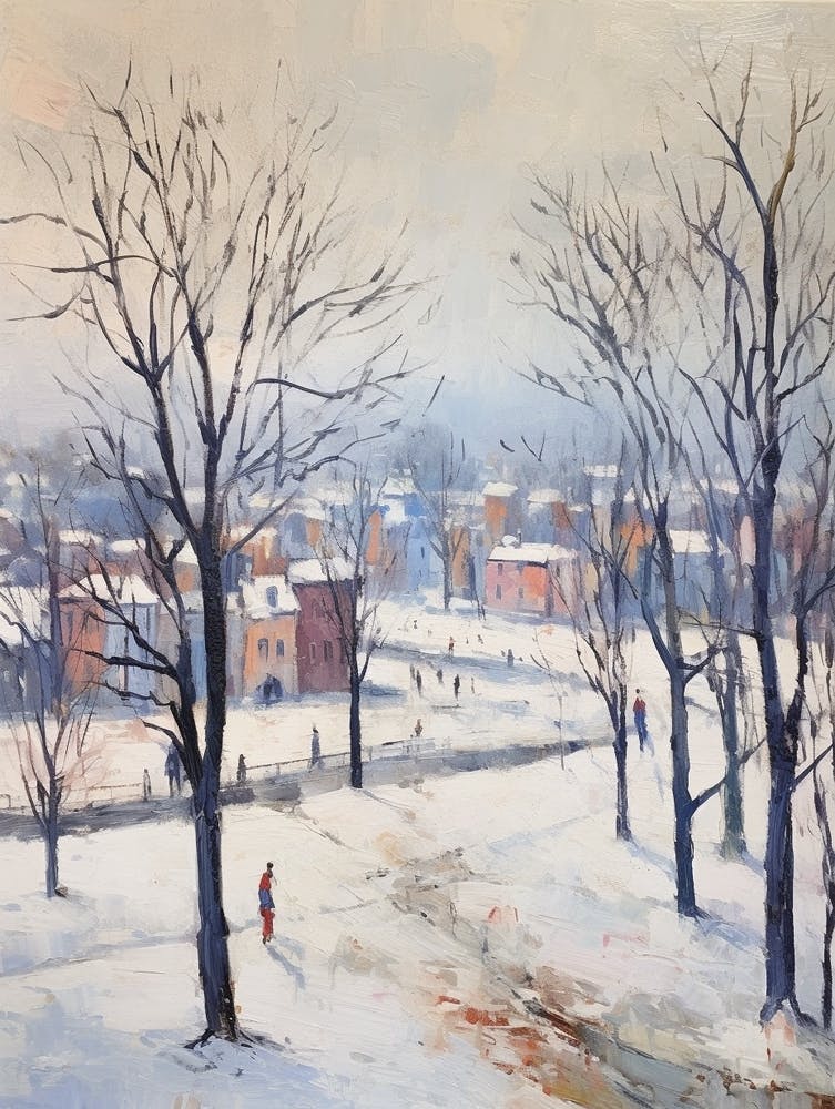 Winter City Park Painting Kalemegdan Park Belgrade Serbia 3