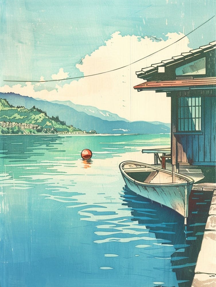 Naoshima Japan 4 Retro Illustration
