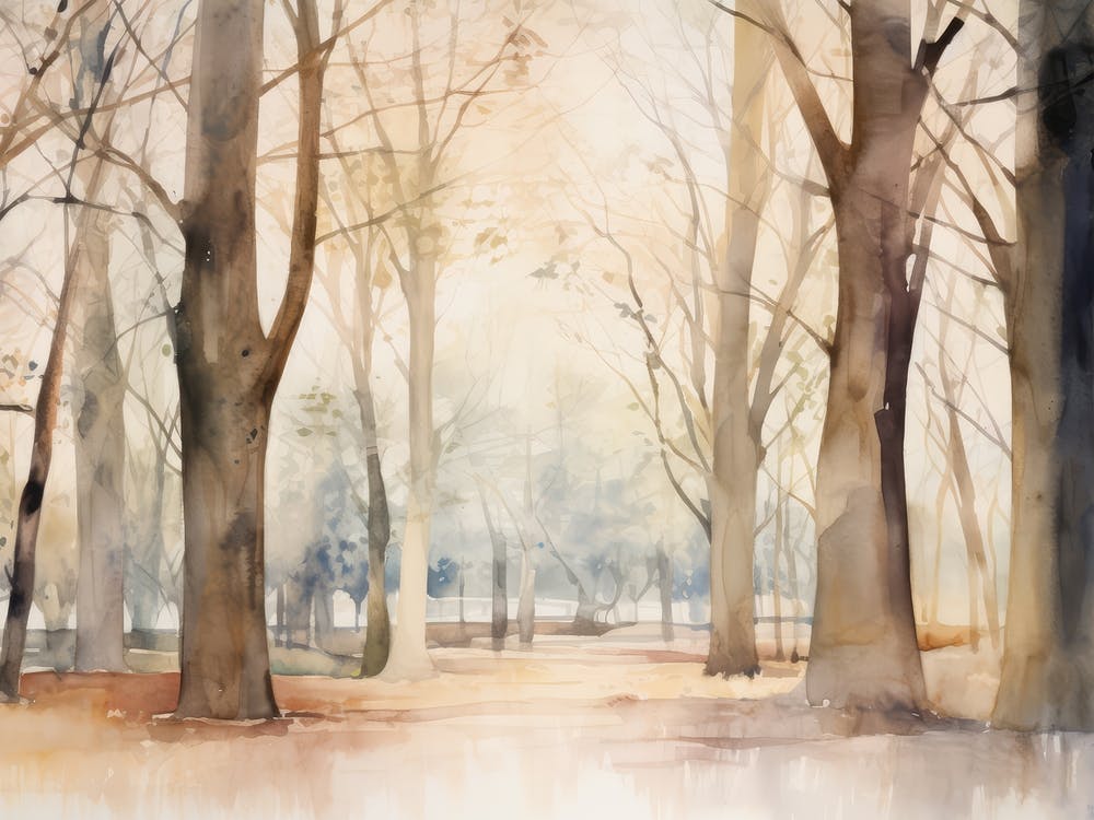 Watercolor Forest Painting