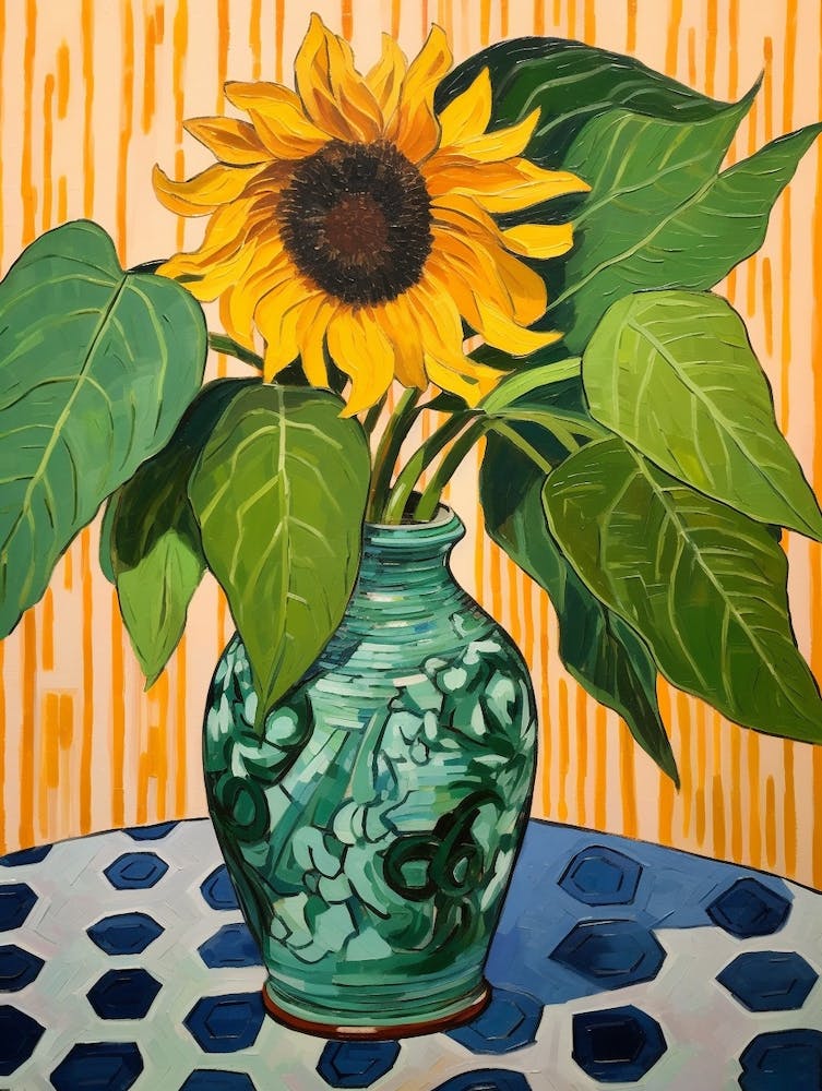 Flowers In A Vase Still Life Painting Sunflower 4