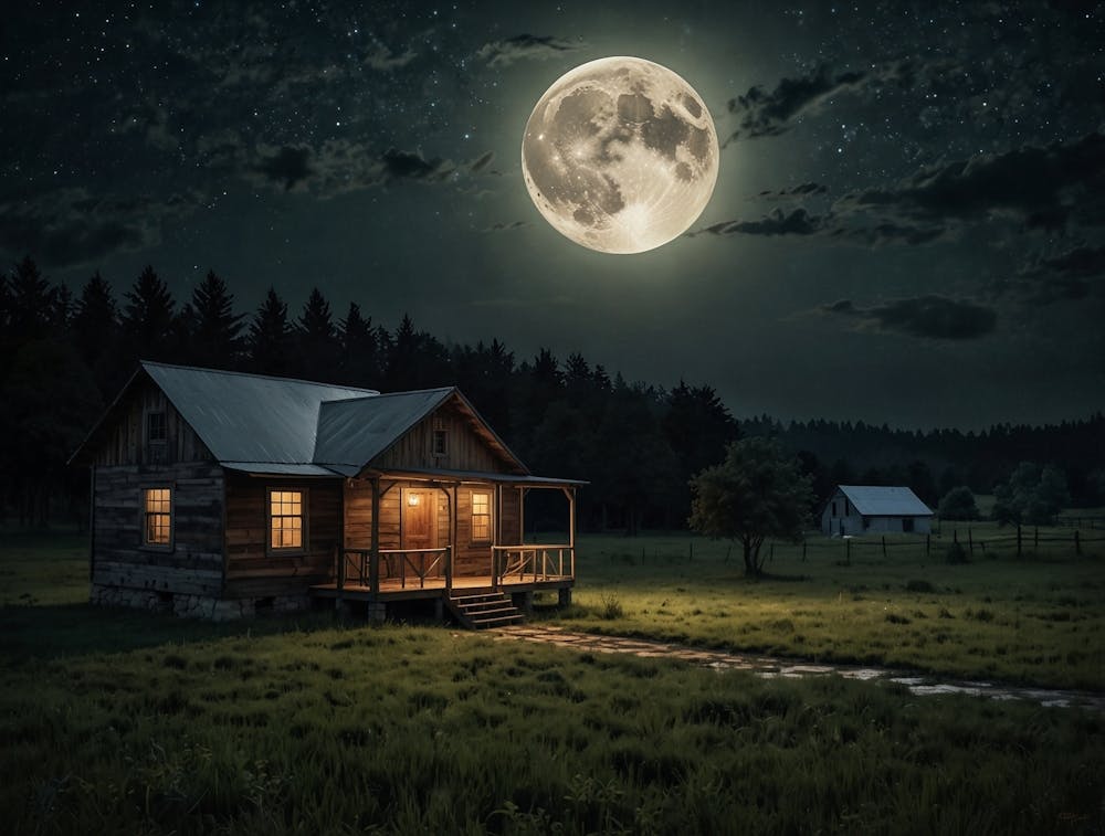 Full Moon Over Cabin