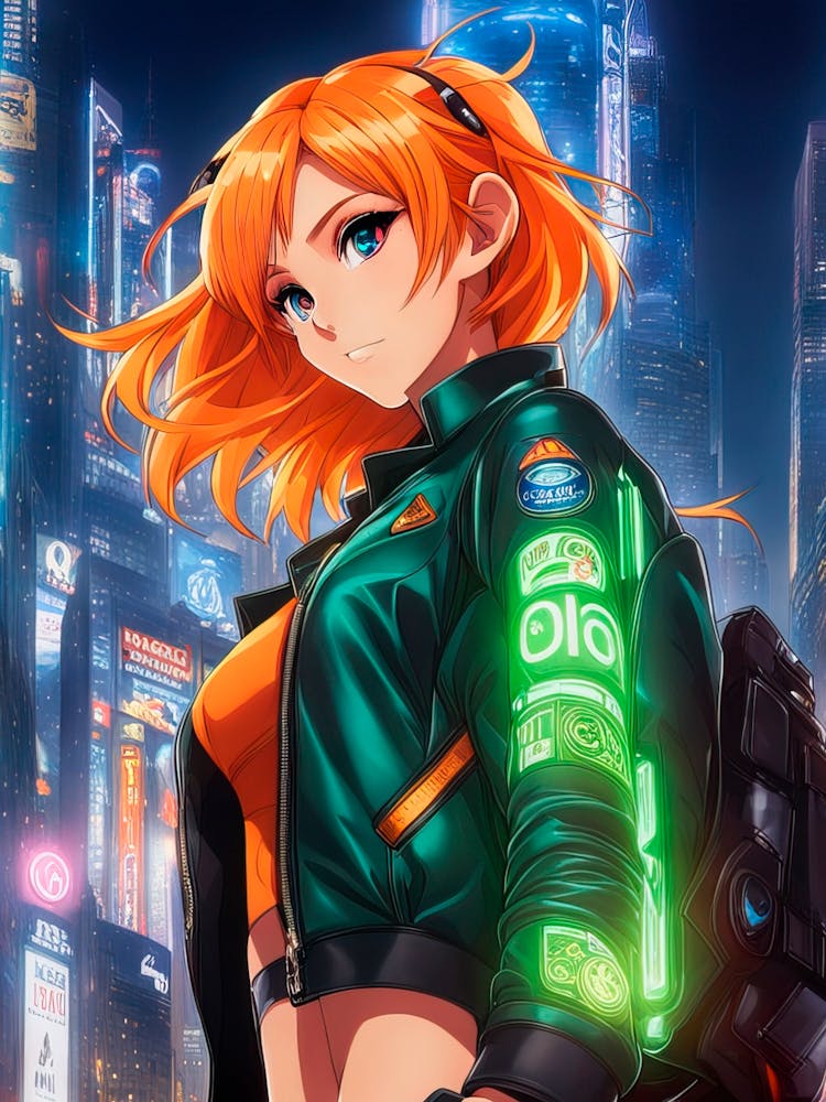 Anime Girl In A Futuristic City