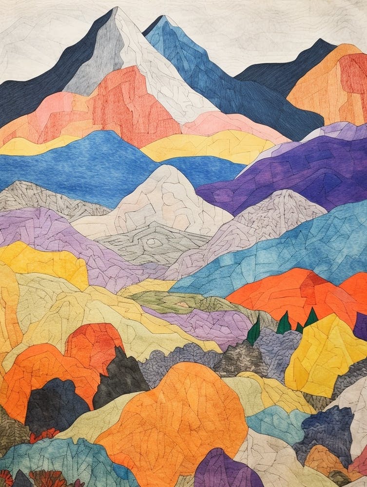 Mount Logan Canada 3 Bunte Bergillustration