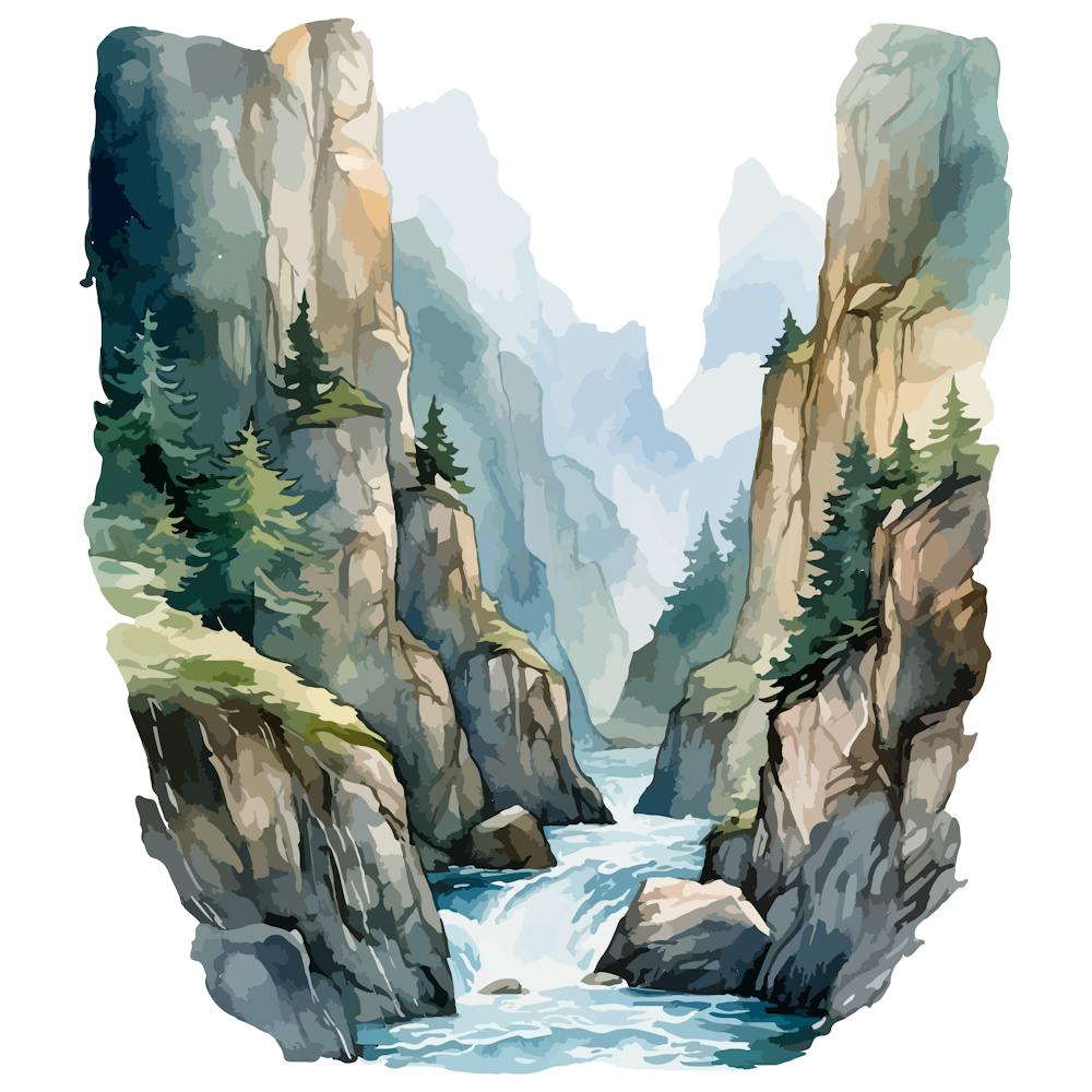 Watercolor Of A Waterfall 3