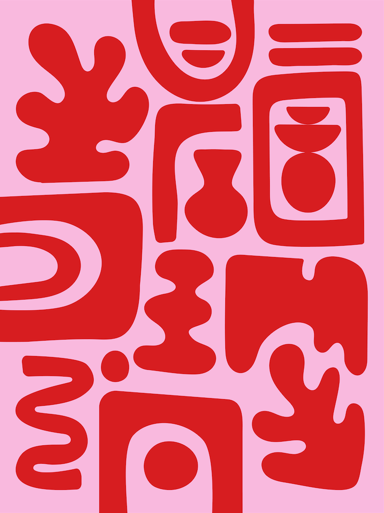 Abstract Pink & Red Cutout Shapes