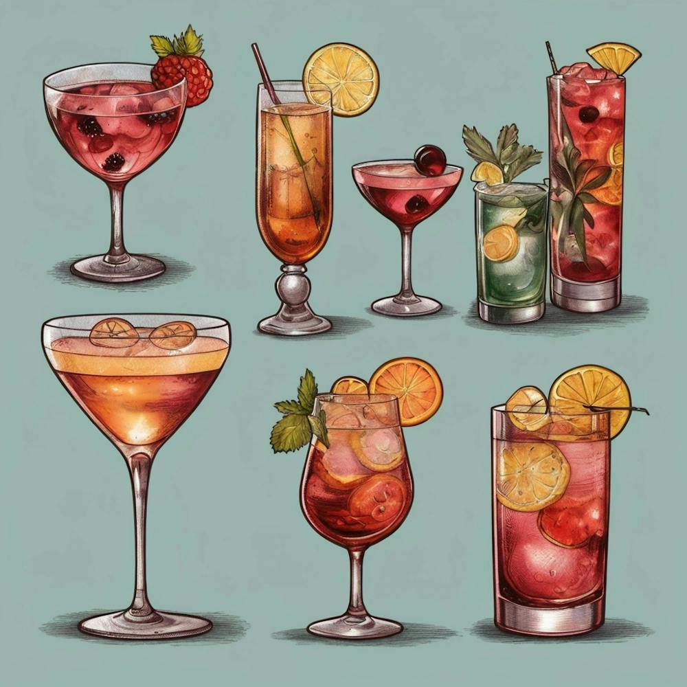 Default Cocktails In Different Styles Aesthetic 1