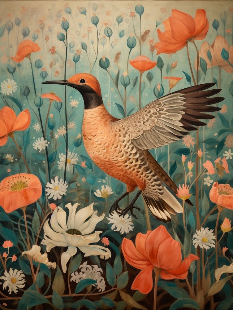 Peinture d'oiseau détaillée Morillon à dos blanc 2