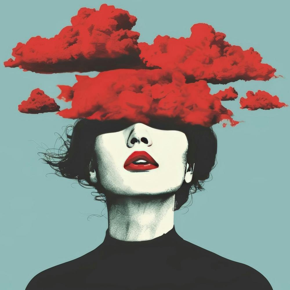 Woman With Red Clouds Above Her Head