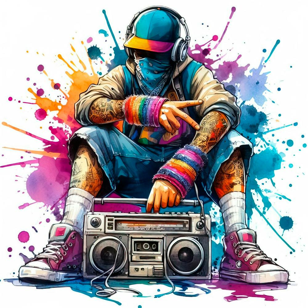 Hip Hop Watercolor Splash Well Defined Vibrant Colors