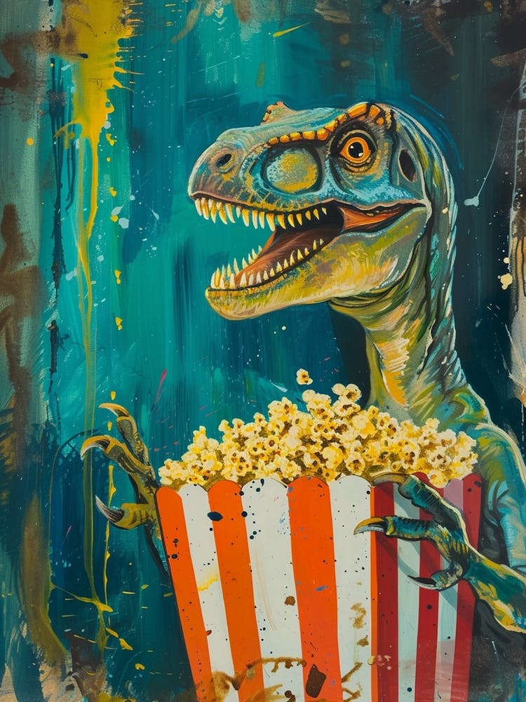 Dinosaur With Popcorn Brushstroke 4