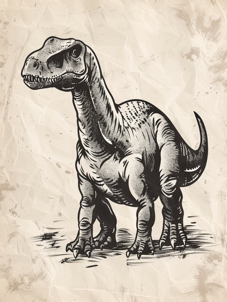 Giganotosaurus Dinosaur Black Ink Illustration 4