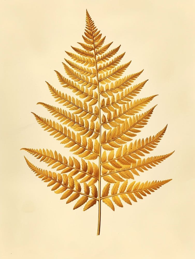 Illustration Vintage Fougère Cuir Dorée 4