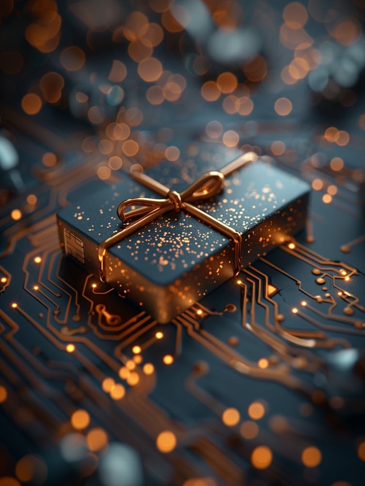 Christmas Gift On A Circuit Board