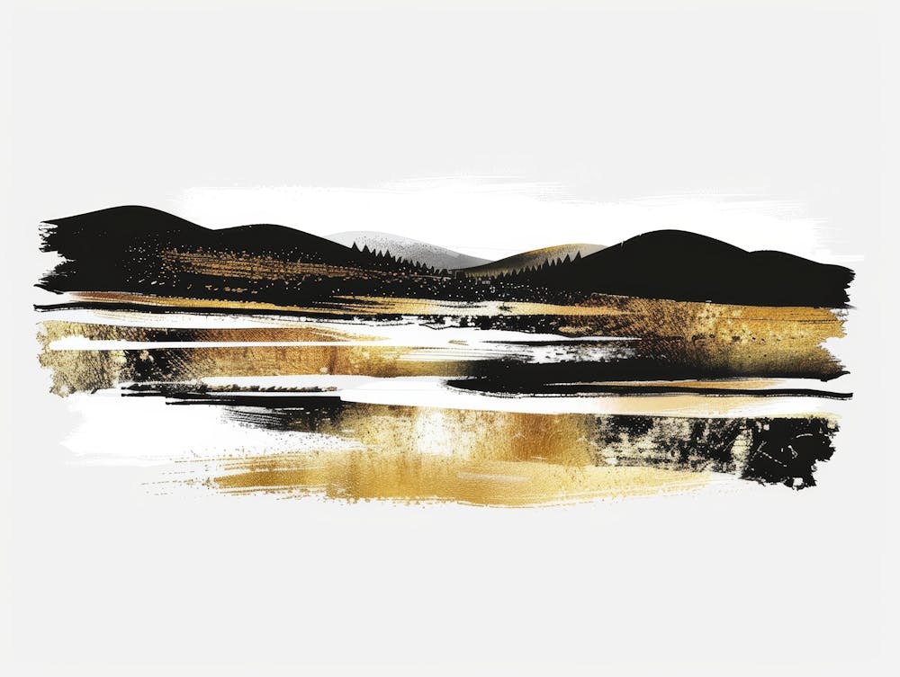 Gold And Black Abstract Painting 100