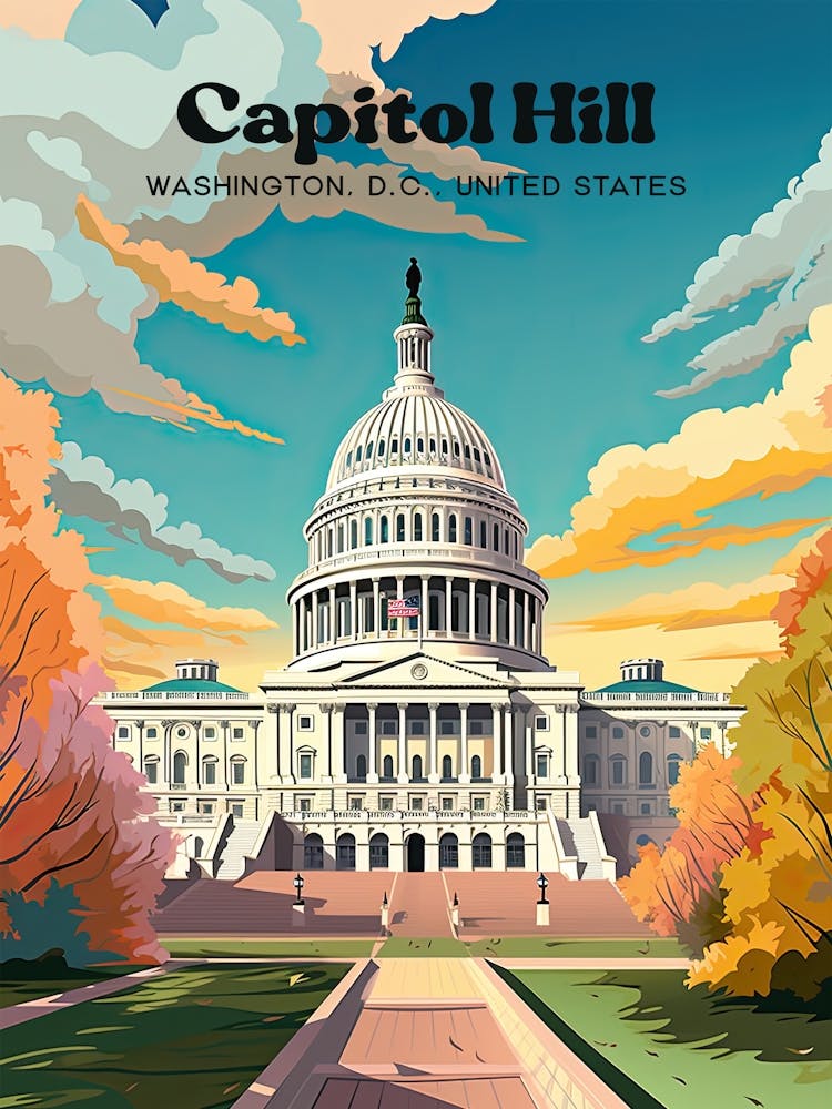 Capitol Hill Democrat Travel Illustration