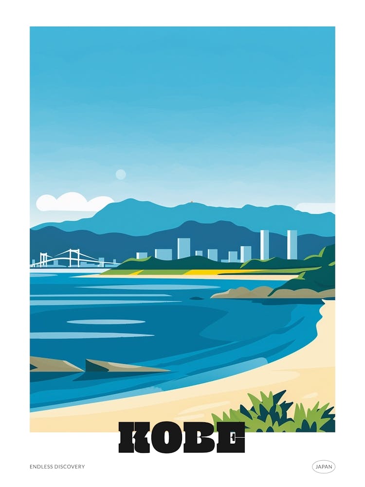 Kobe Japan 3 Colourful Travel Poster