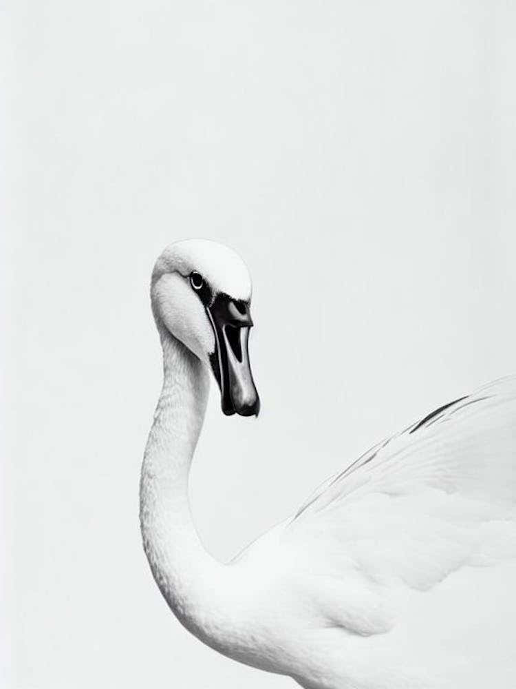 Swan B&W Pencil Drawing 1 Bird