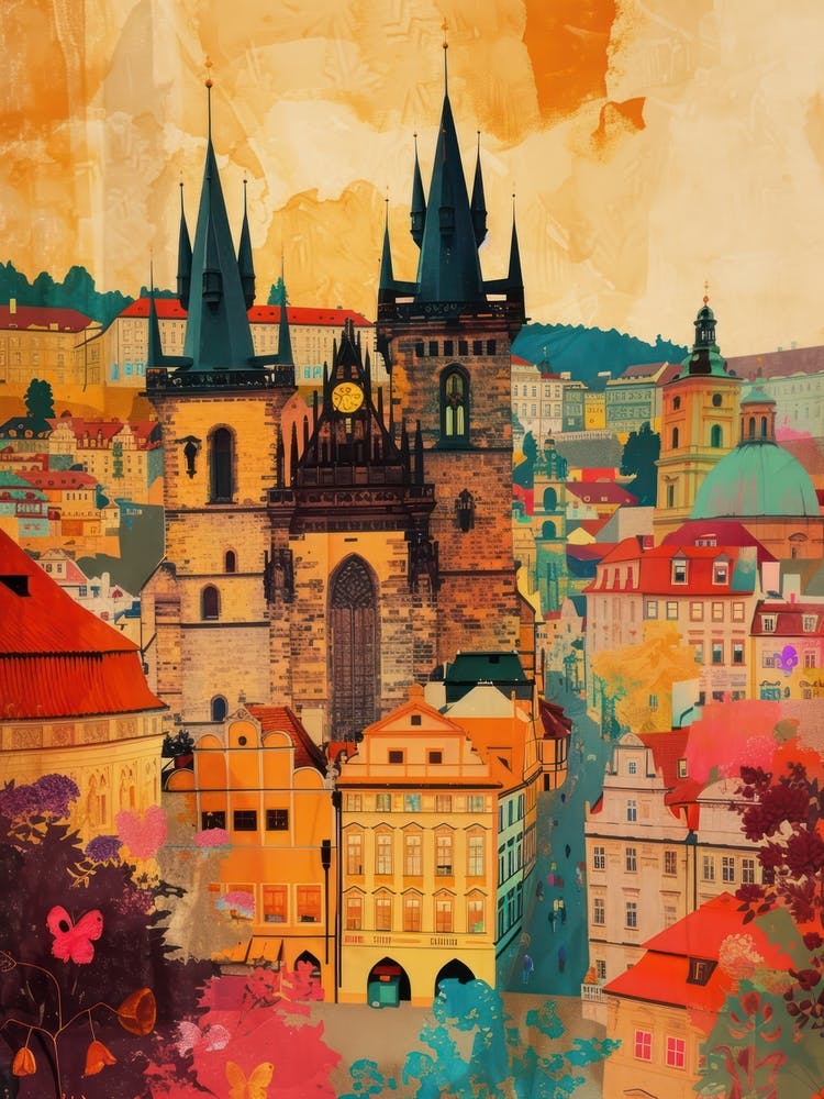 Prague   Retro Collage Style 2