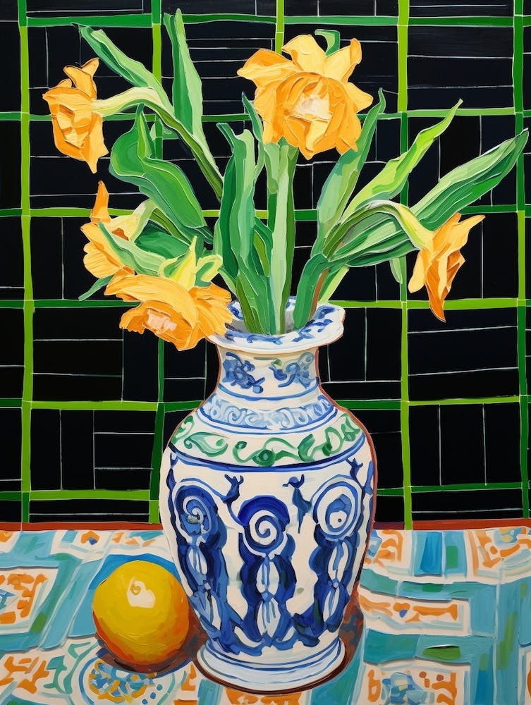 Flowers In A Vase Still Life Painting Daffodil 3