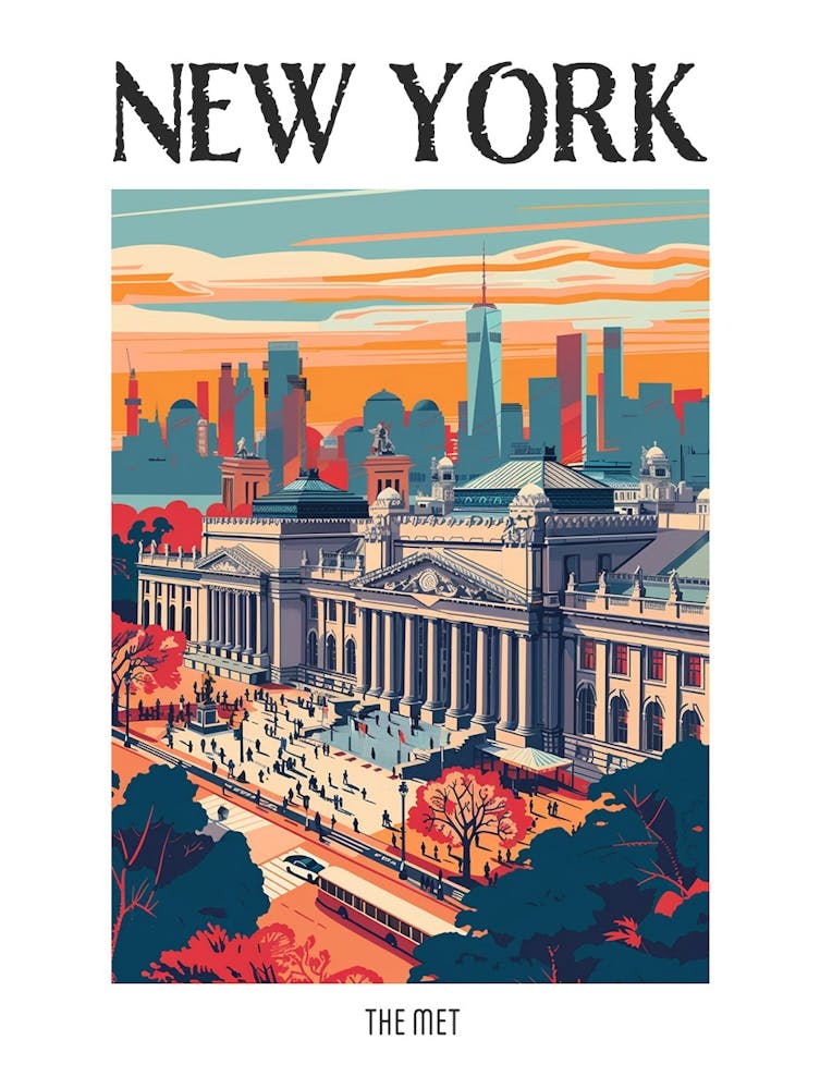 The Met New York Colourful Silkscreen Illustration 2 Poster