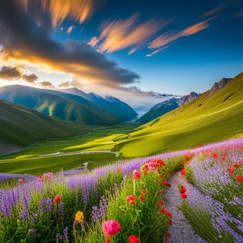 Coucher de soleil dans les montagnes