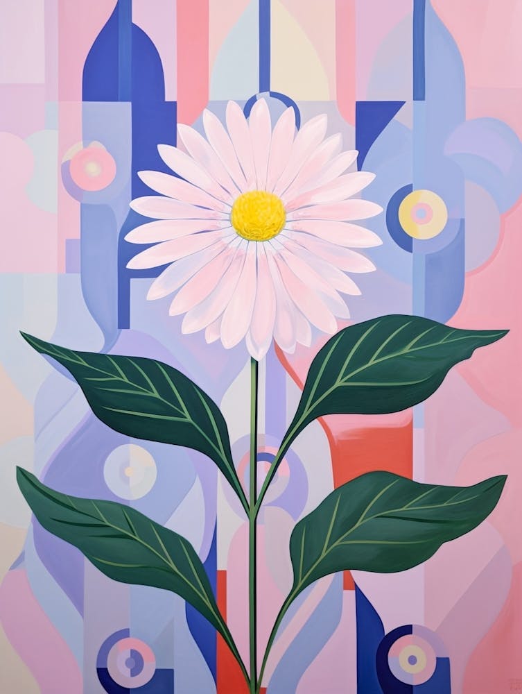 Asters 8 Hilma Af Klint Inspired Pastel Flower Painting