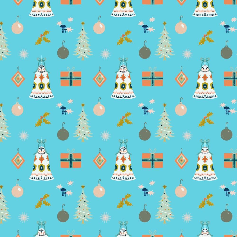 Christmas Bell Repeat Blue