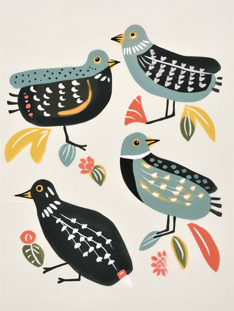 Folk Style Bird Painting Grey Plover 2