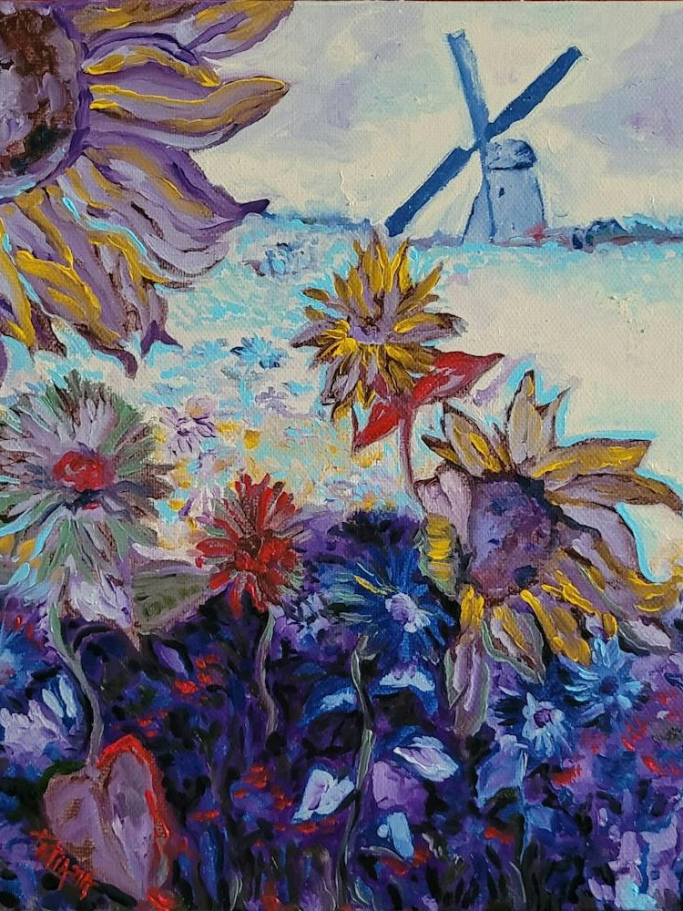 Sunflowers in the evening