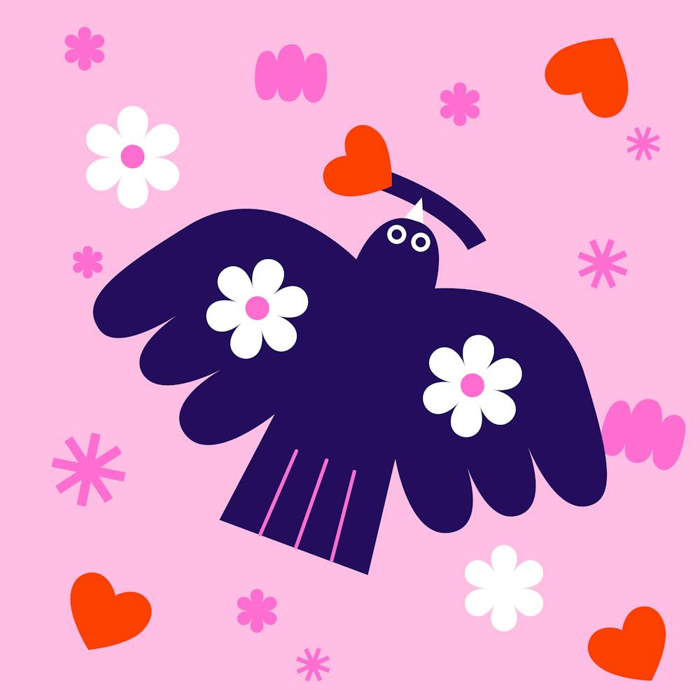 Collage Style Love Bird