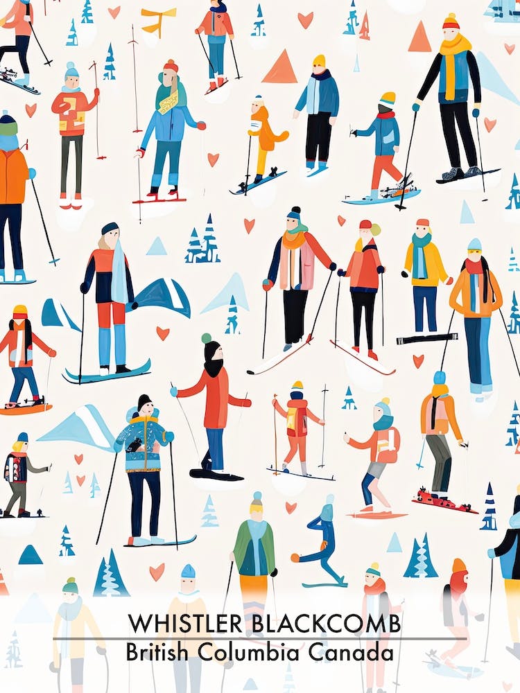 Whistler Blackcomb   British Columbia Canada, Ski Resort Poster Illustration 4