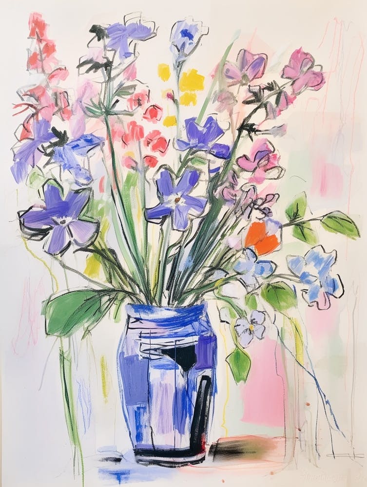 Flower Painting Fauvist Style Canterbury Bells 1