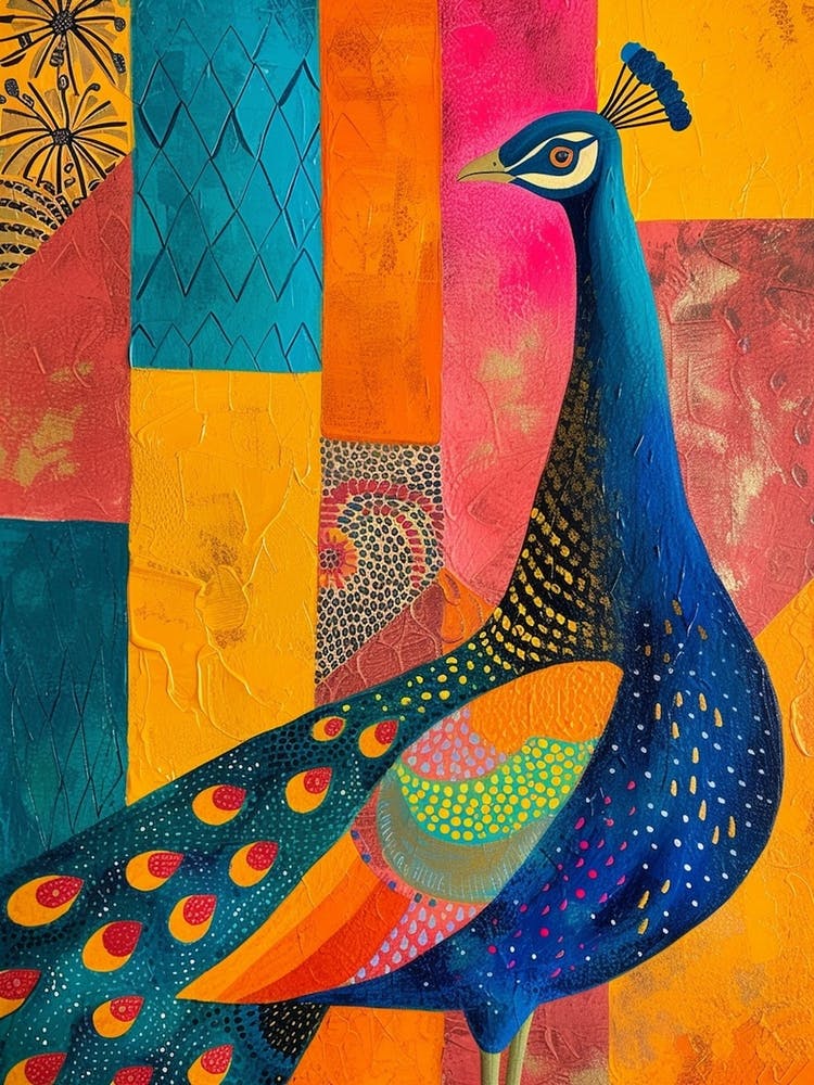 Rectangular Peacock Warm Tones