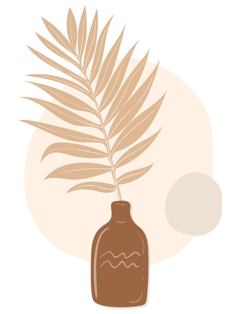 Palme In Einer Vase Beige Boho Botanisch