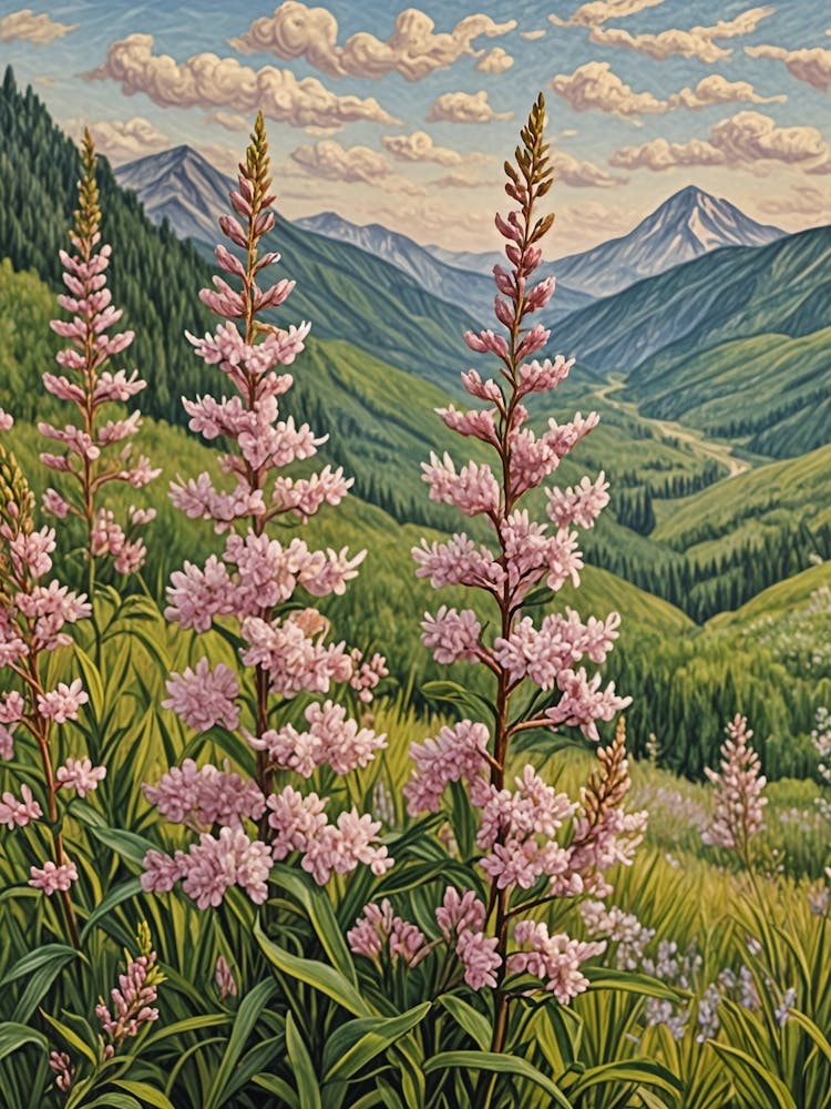 Pink Wildflowers In The Mountains