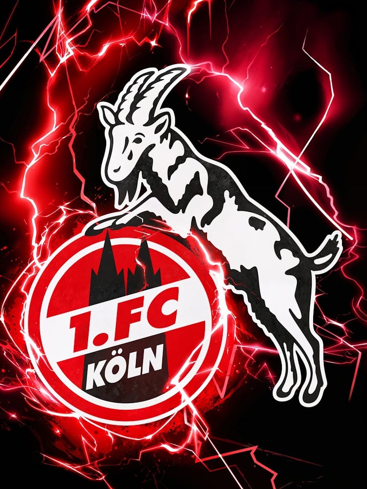FC Köln Logo Art: 1. FC Köln, also known as Effzeh, is a historic Bundesliga club with the famous Goat emblem. The Köln logo is recognized by football and soccer fans worldwide. Home games at RheinEnergie Stadion are known for their incredible atmosphere.