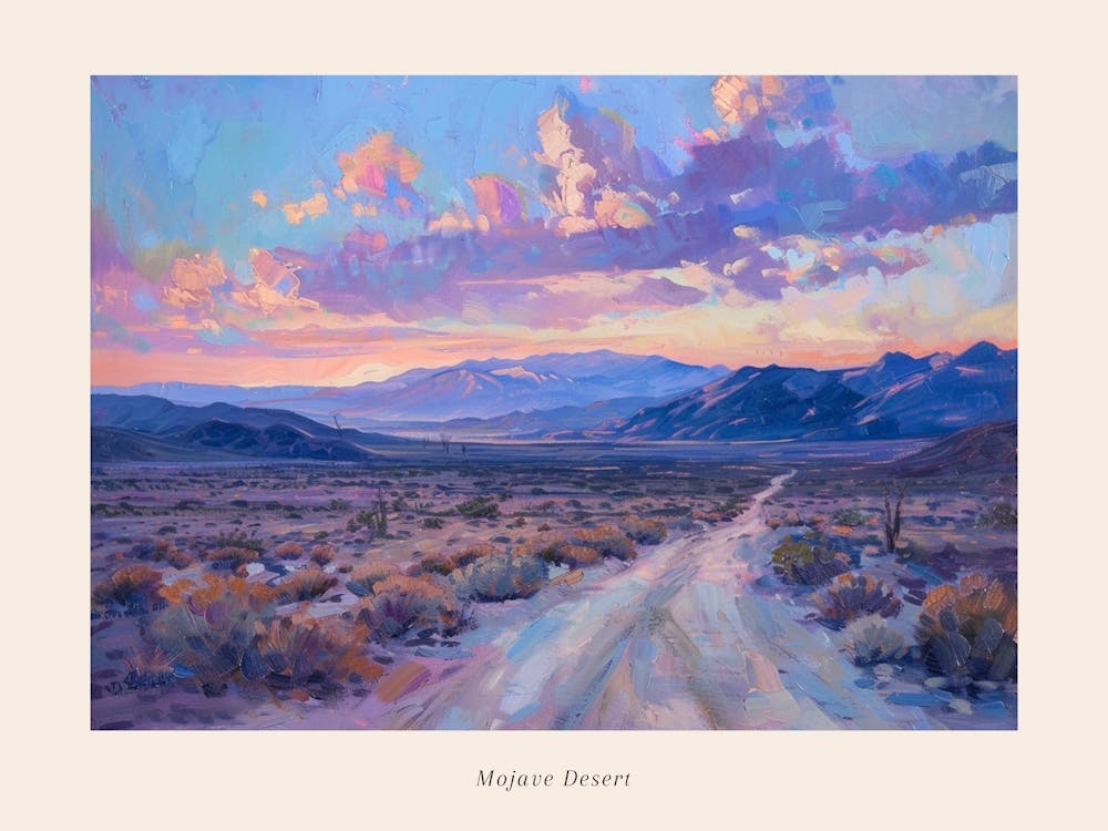 Westliche Sonnenuntergangslandschaften Mojave-Wüste Nevada 3 Poster
