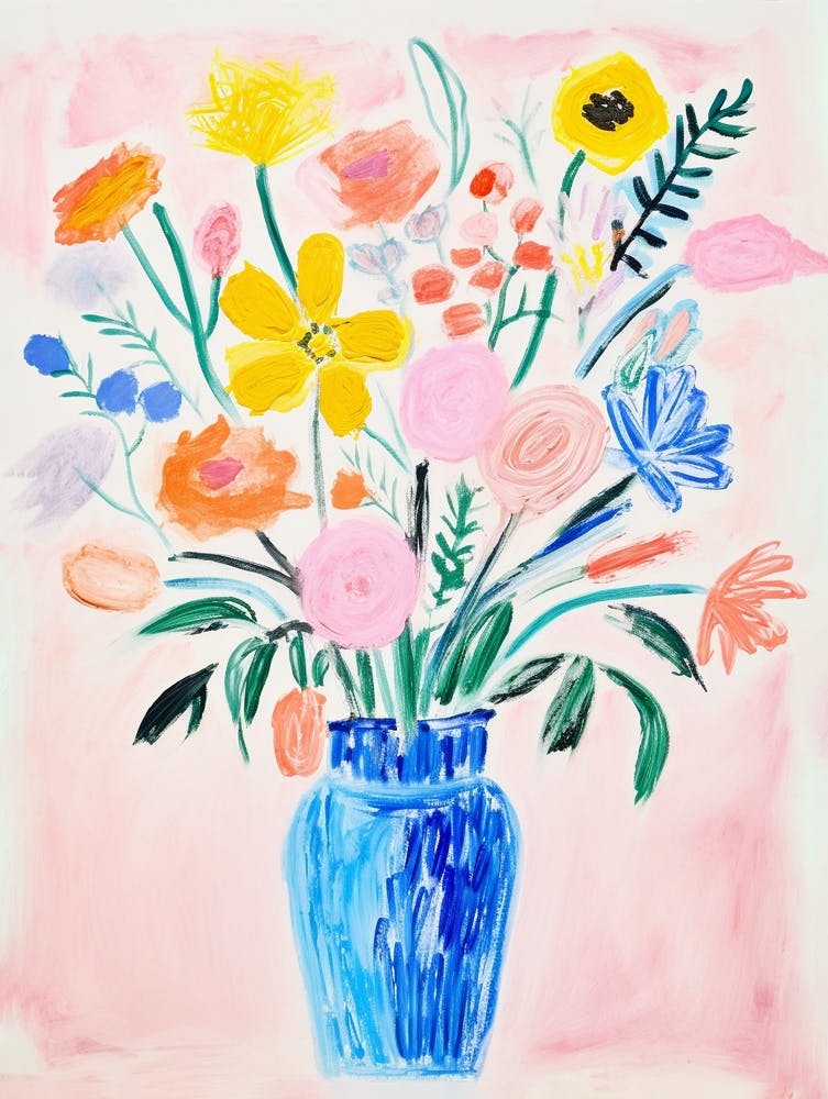 Flower Painting Fauvist Style Flax Flower 1