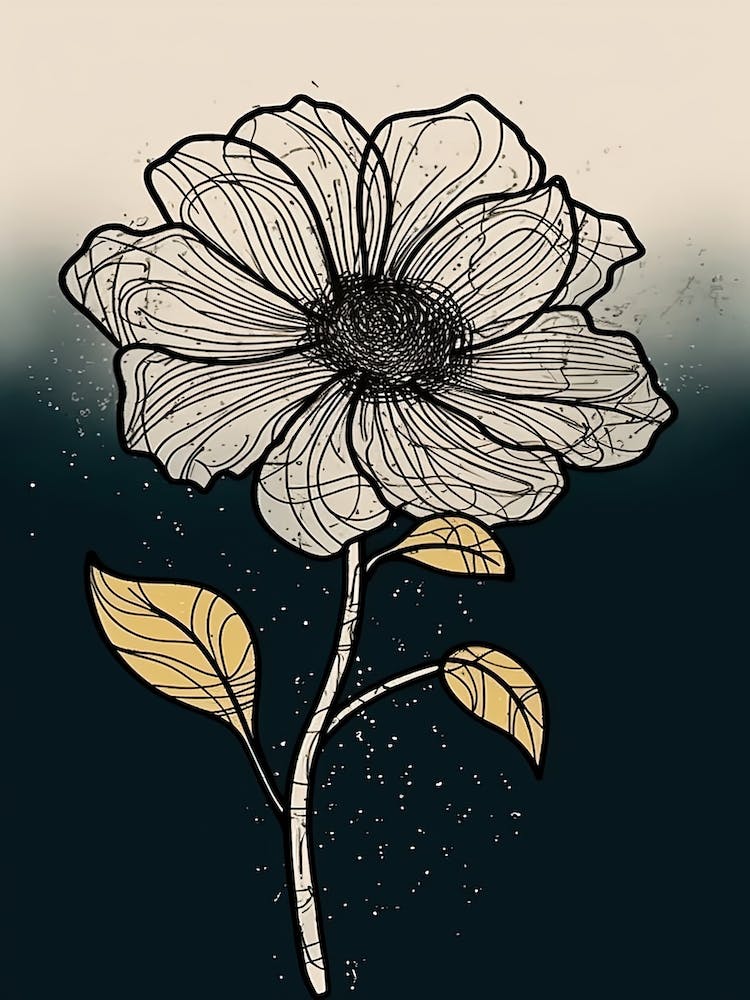 Line Art Sunflower Flowers Illustration Neutral 17