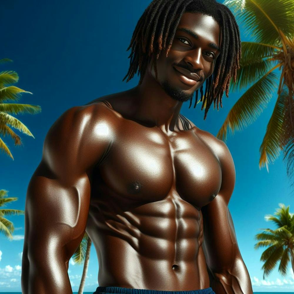 Bodybuilder On The Beach