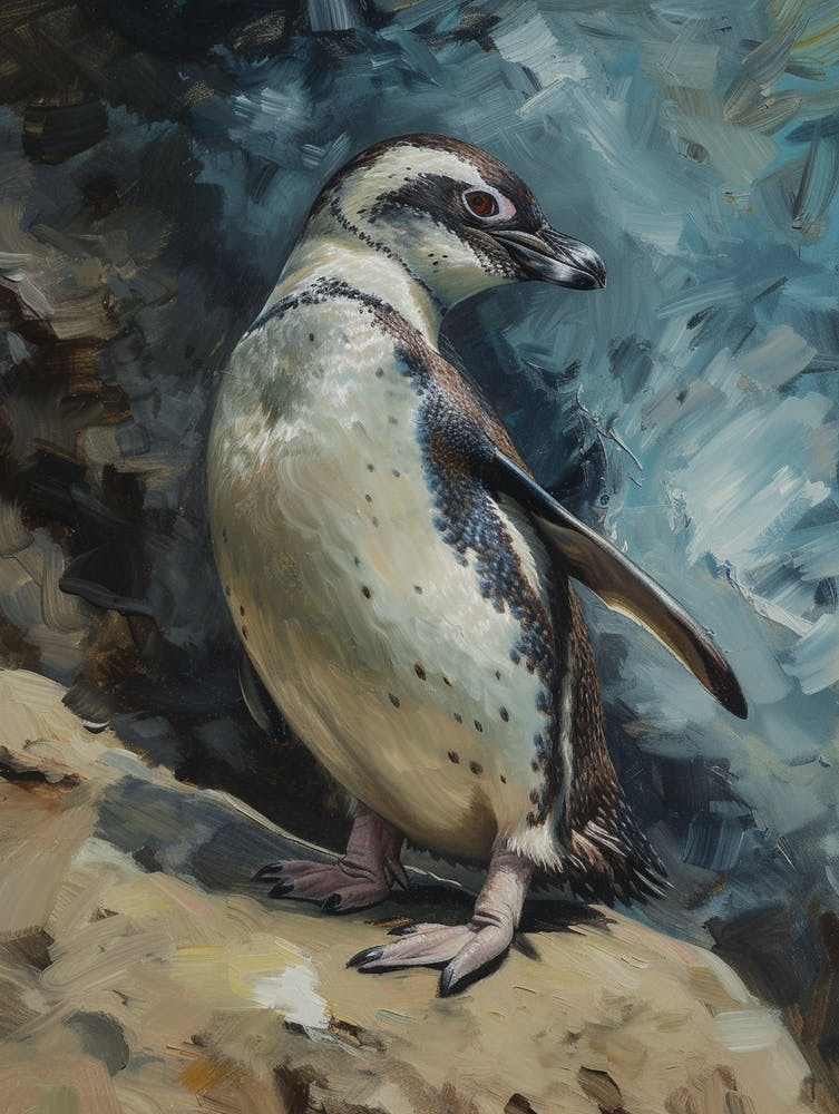 Adlie Penguin Dunedin Taiaroa Head Oil Painting 1