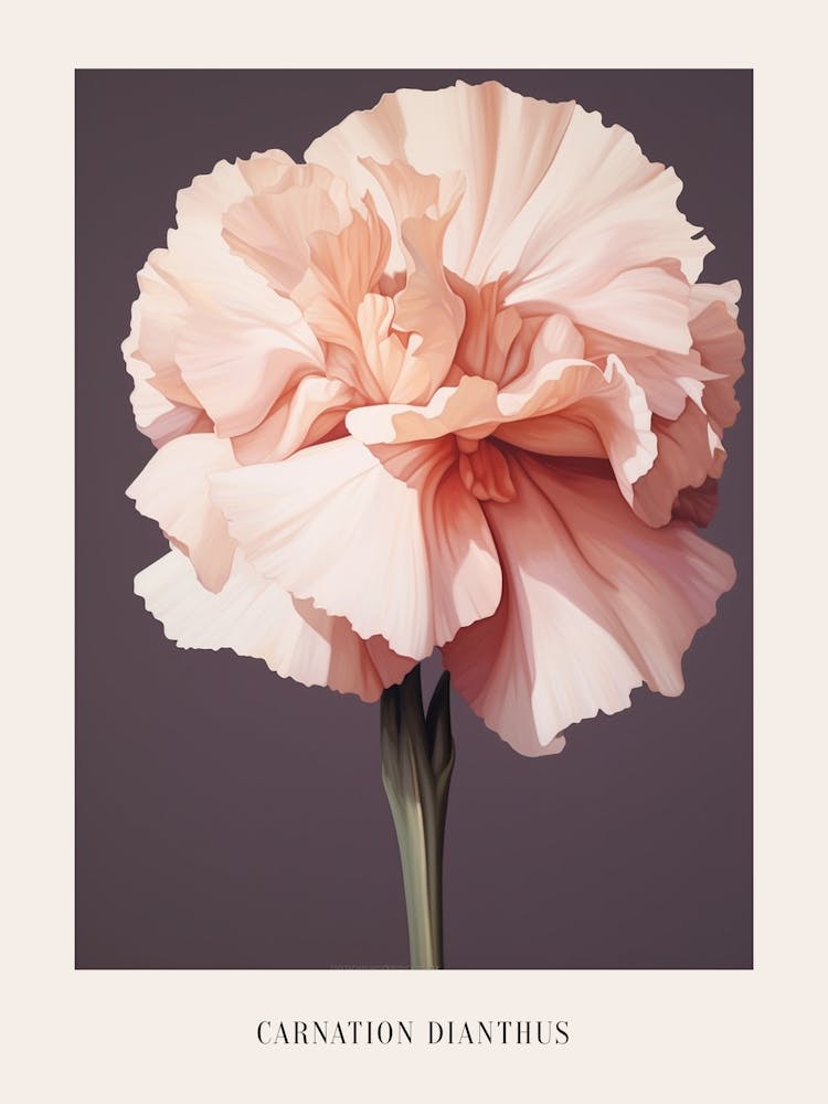Floral Illustration Carnation Dianthus 3 Poster